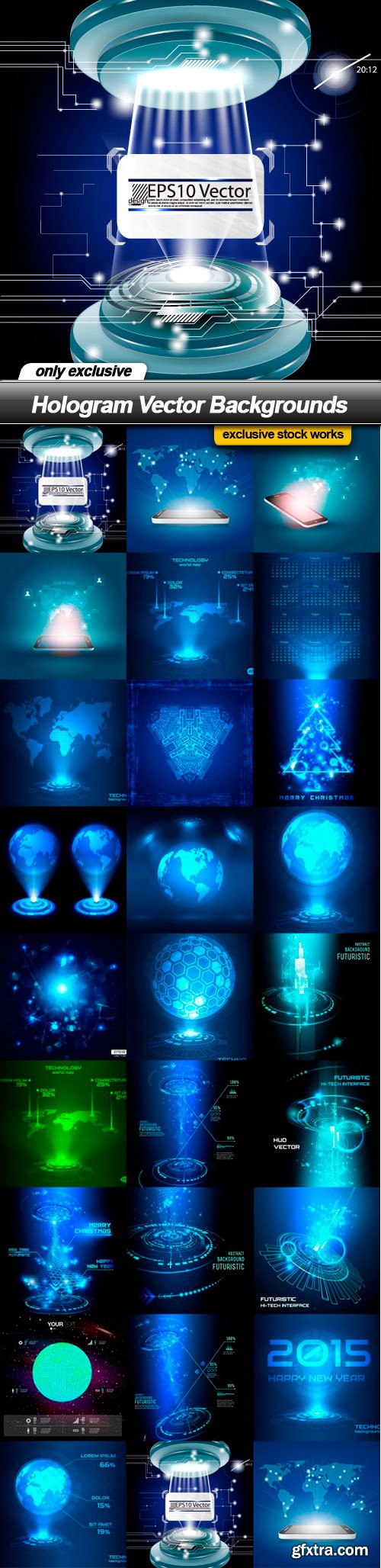 Hologram Vector Backgrounds - 25 EPS