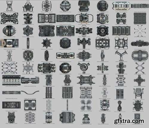 Download Tech heavy Pro Kit (400+ 2d/3d Elements) » GFxtra