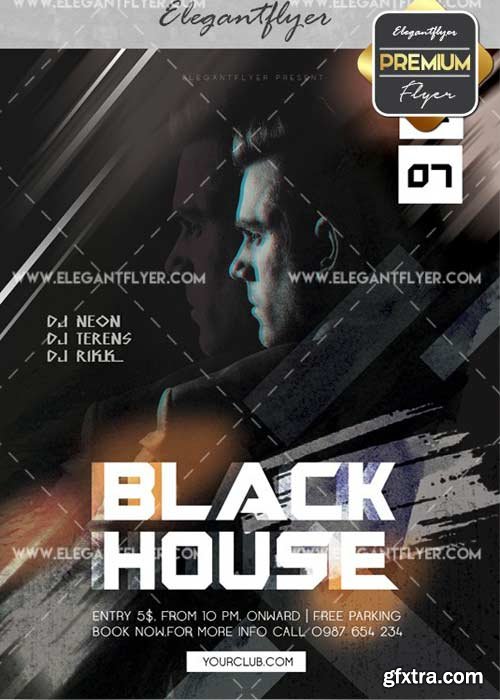 Black House V10 Flyer PSD Template + Facebook Cover