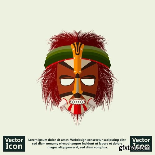 Mask for ritual ethnic drawing icon flyer banner postcard 25 EPS