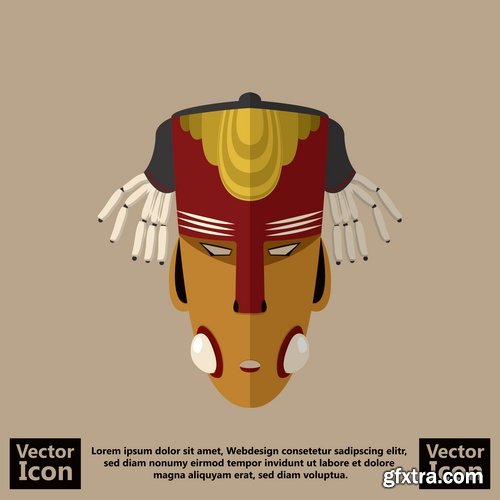 Mask for ritual ethnic drawing icon flyer banner postcard 25 EPS