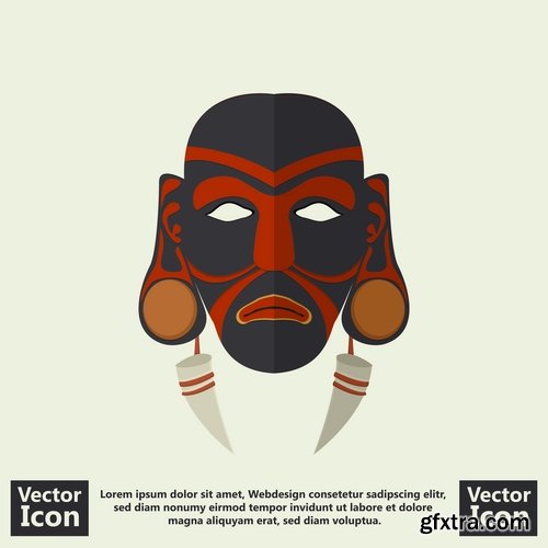 Mask for ritual ethnic drawing icon flyer banner postcard 25 EPS