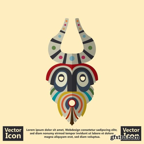 Mask for ritual ethnic drawing icon flyer banner postcard 25 EPS