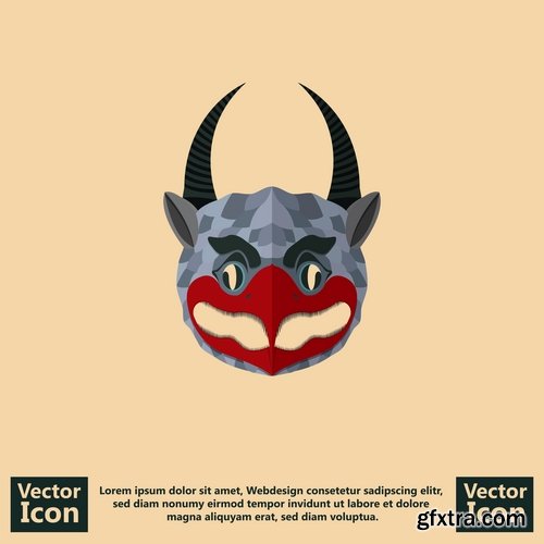 Mask for ritual ethnic drawing icon flyer banner postcard 25 EPS