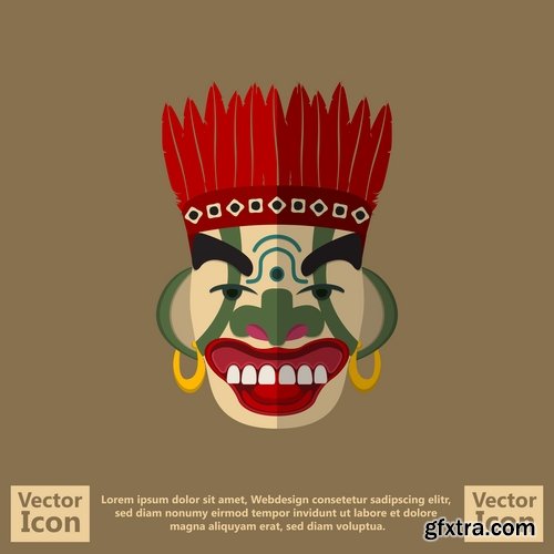 Mask for ritual ethnic drawing icon flyer banner postcard 25 EPS