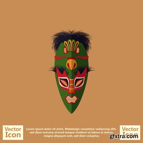 Mask for ritual ethnic drawing icon flyer banner postcard 25 EPS