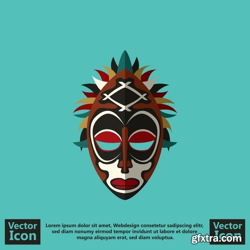 Mask for ritual ethnic drawing icon flyer banner postcard 25 EPS