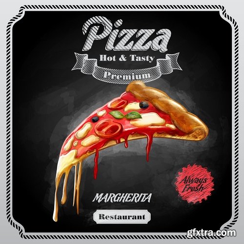 Menu pizza flyer banner postcard 7 EPS