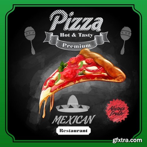 Menu pizza flyer banner postcard 7 EPS