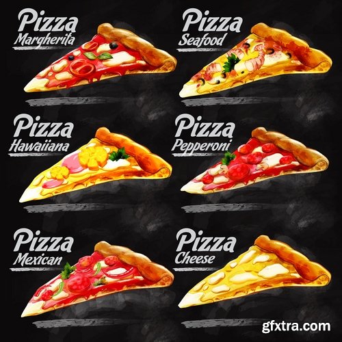 Menu pizza flyer banner postcard 7 EPS