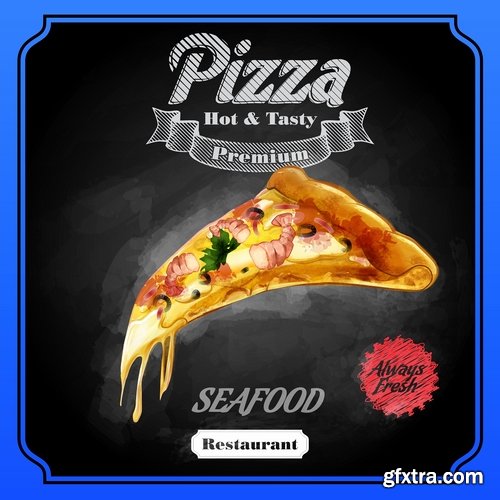 Menu pizza flyer banner postcard 7 EPS