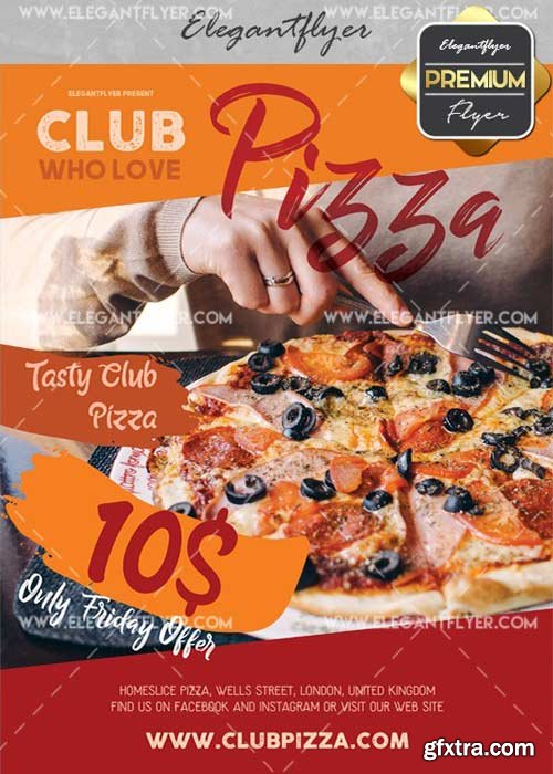 Club Pizza V25 Flyer PSD Template + Facebook Cover