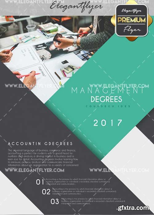 Management Degrees V15 Flyer PSD Template + Facebook Cover