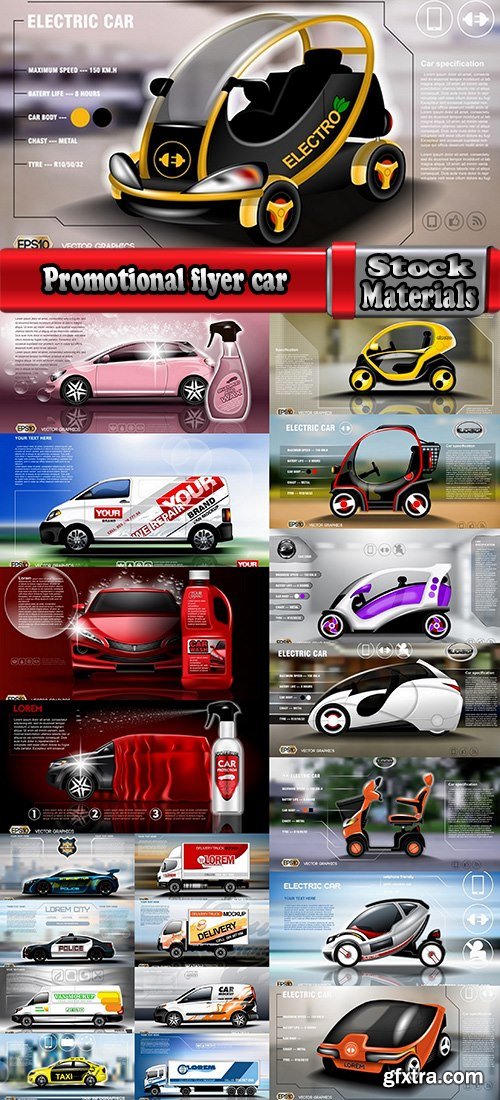 Promotional flyer car delivery futuristic car advertising 20 EPS