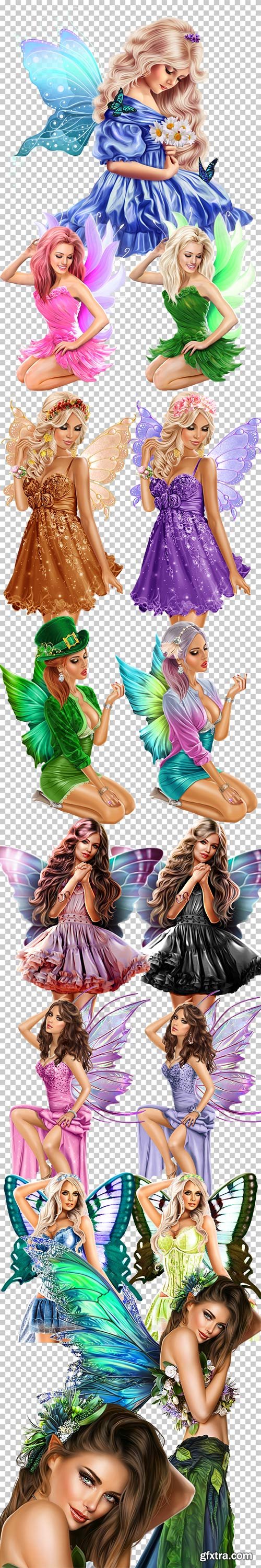 Magical fairies on a transparent background