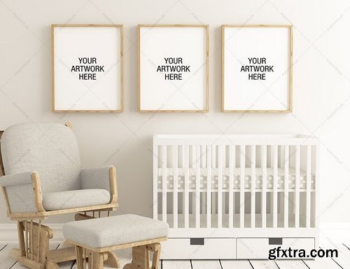 CM - Poster Mockup Nursery Theme 3 Panel 1148639