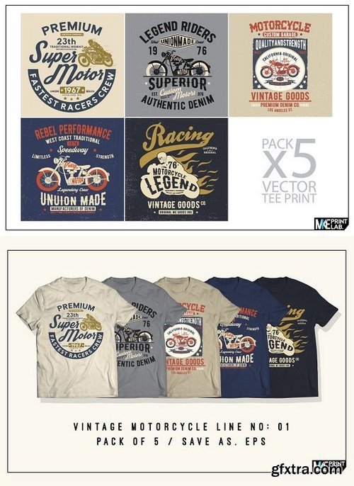 CM - VINTAGE MOTORCYCLE TEE PRINTS 1286660