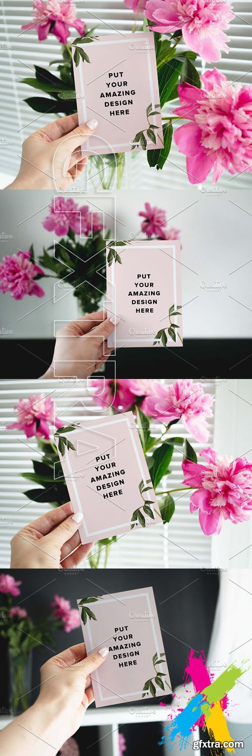 CM - 4 Peony postcard A6 mockups 1592931