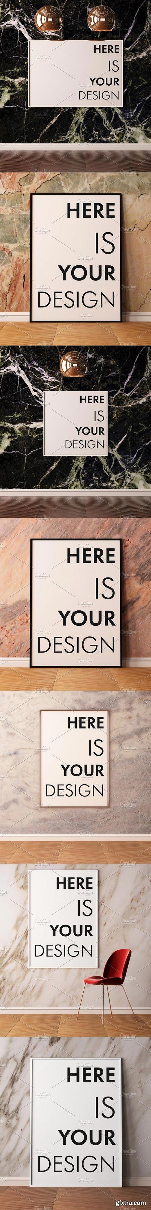 CM - Mockup posters on a marble wall 1518244