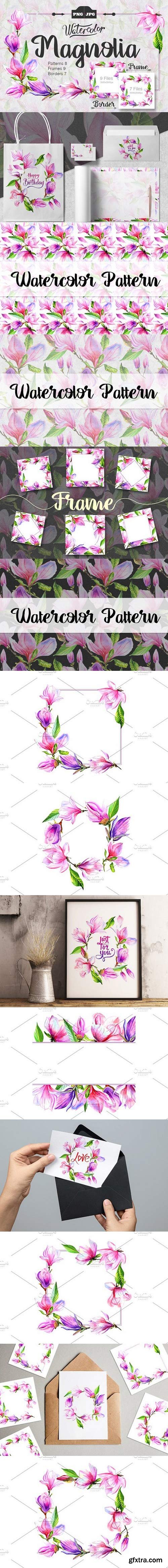 CM - Magnolia watercolor DiY clipart 1513506