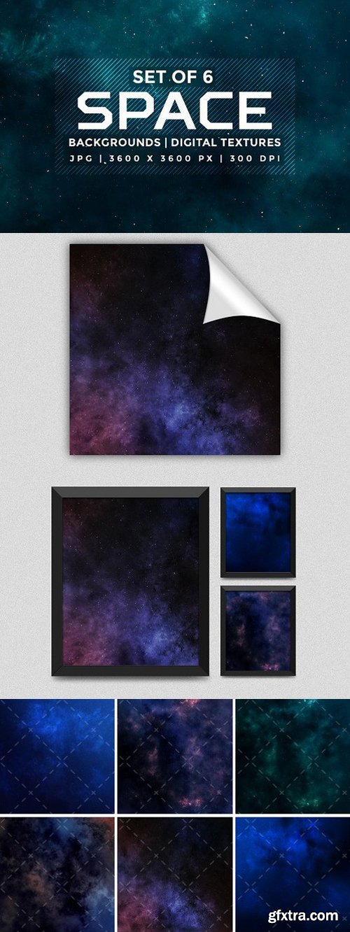 CM - Set of 6 space background textures 1505170