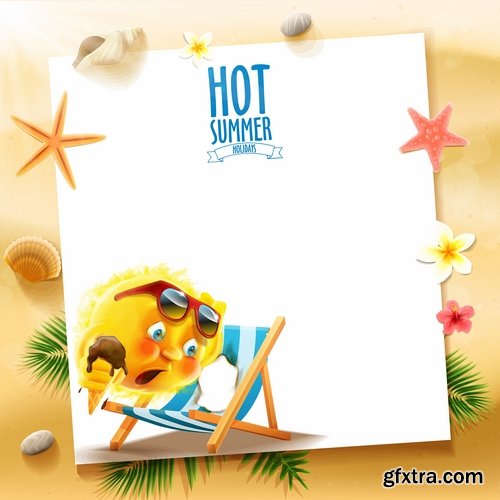 Summer flyer banner sticker holiday vacation vacation icon 21 EPS