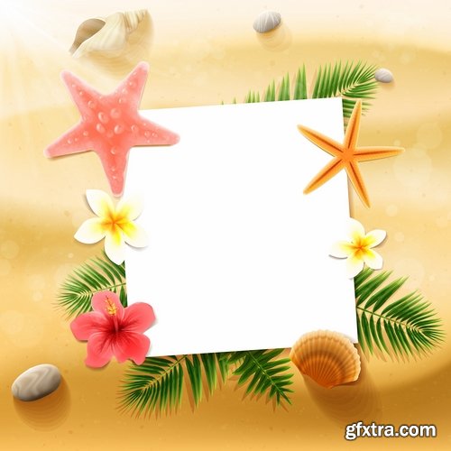 Summer flyer banner sticker holiday vacation vacation icon 21 EPS