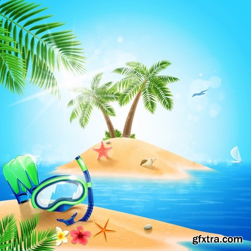 Summer flyer banner sticker holiday vacation vacation icon 21 EPS