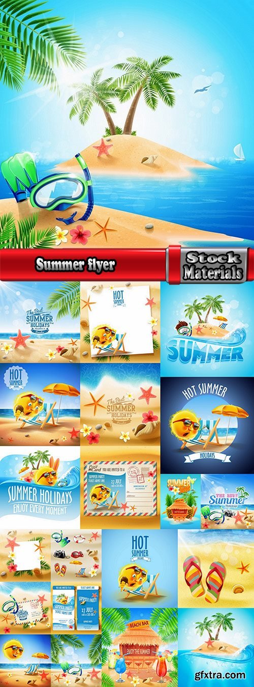 Summer flyer banner sticker holiday vacation vacation icon 21 EPS