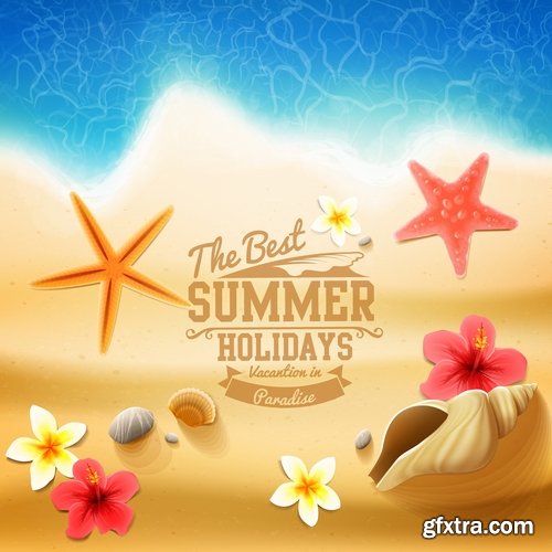 Summer flyer banner sticker holiday vacation vacation icon 21 EPS