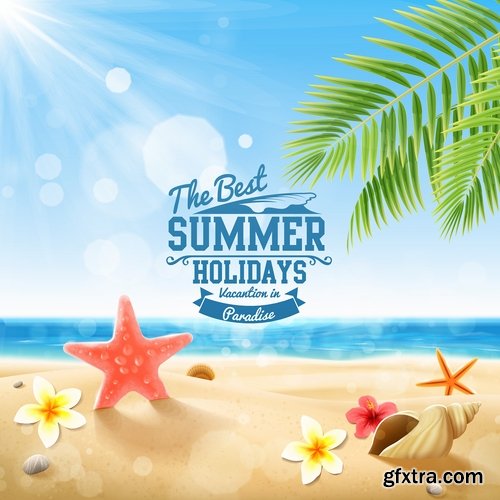 Summer flyer banner sticker holiday vacation vacation icon 21 EPS