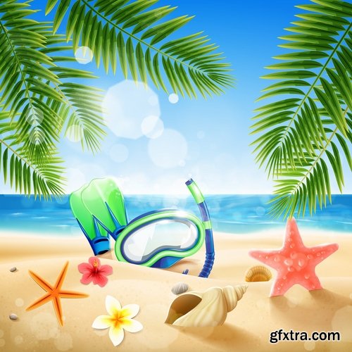 Summer flyer banner sticker holiday vacation vacation icon 21 EPS