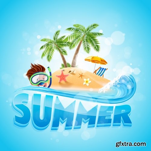 Summer flyer banner sticker holiday vacation vacation icon 21 EPS