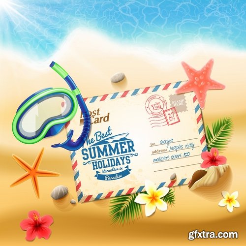 Summer flyer banner sticker holiday vacation vacation icon 21 EPS