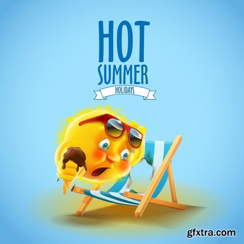 Summer flyer banner sticker holiday vacation vacation icon 21 EPS