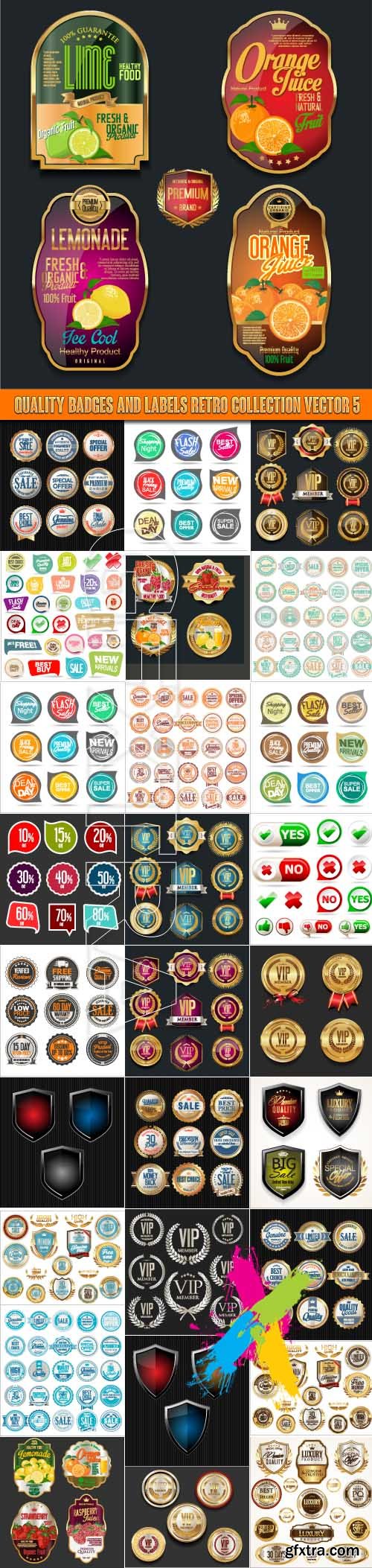 Quality badges and labels retro collection vector 5