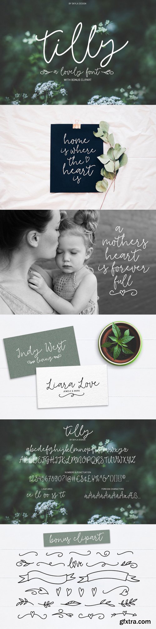 CreativeMarket Tilly A Lovely Font & Bonus Clipart 1568234