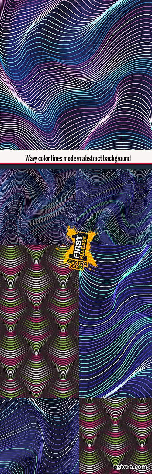 Wavy color lines modern abstract background