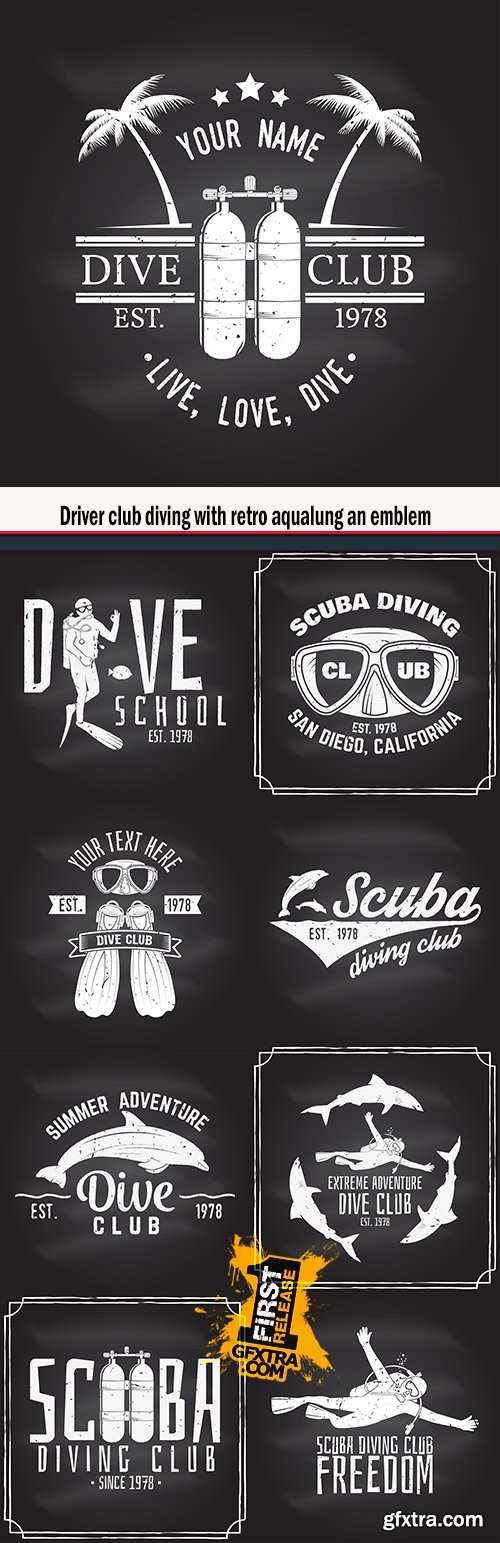 Driver club diving with retro aqualung an emblem