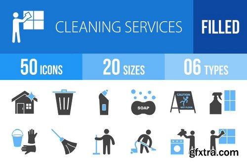 CreativeMarket 50 Cleaning Blue & Black Icons 1165337