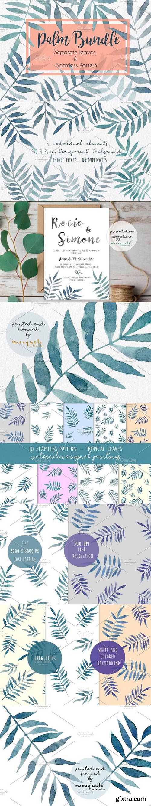 CM - Palm Bundle. Leaves & Pattern 1505144