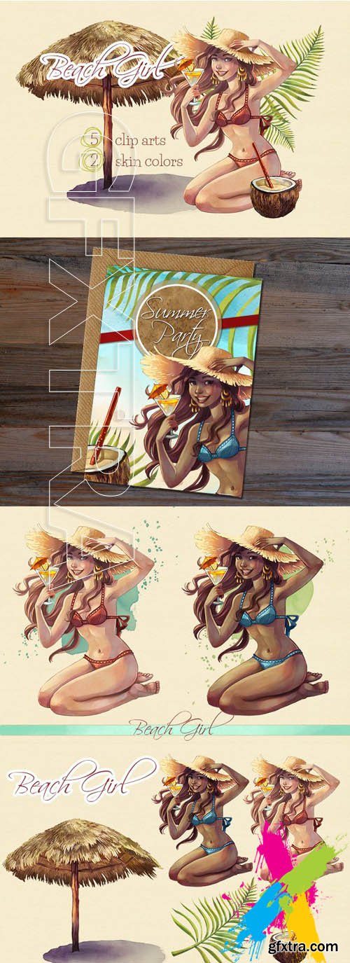 CM - Beach Girl Summer Clip Arts 1592639