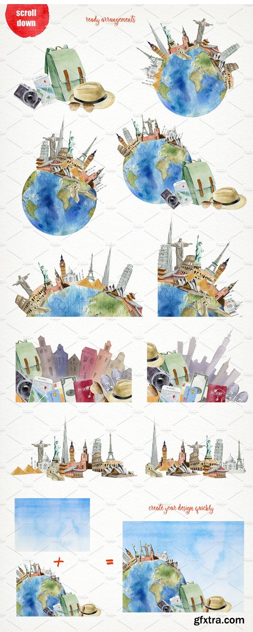 CM 1515119 - Wanderlust Watercolor Design Toolkit