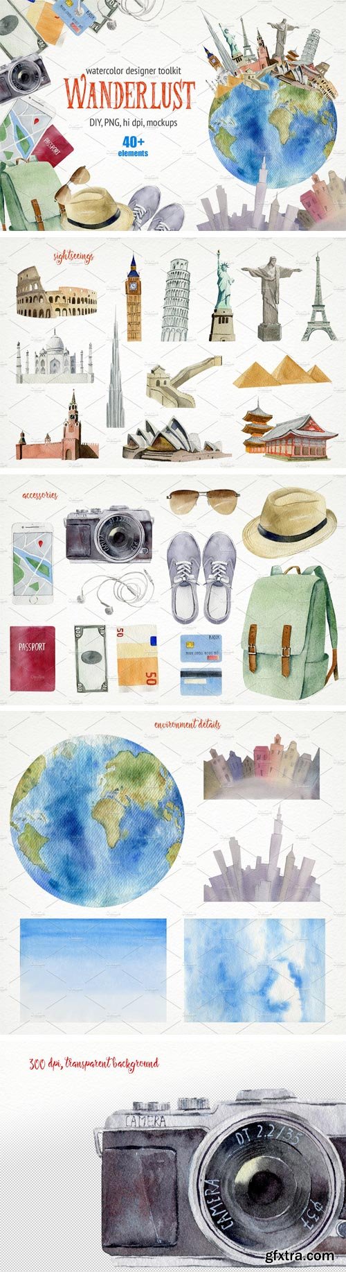 CM 1515119 - Wanderlust Watercolor Design Toolkit