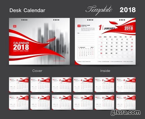 Calendar 2018 flyer banner board signboard advertising card 14 EPS