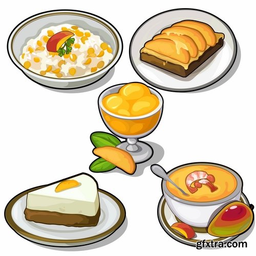 Food icon drawn drawing sweetness fruit vegetable ethnic set 25 EPS