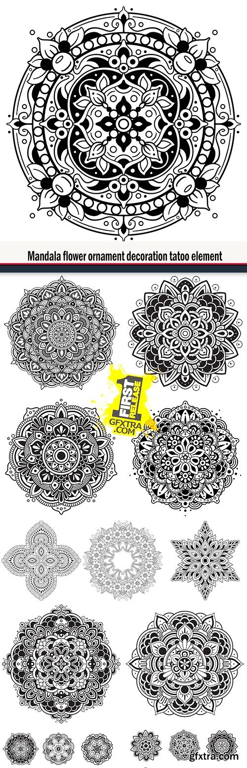 Mandala flower ornament decoration tatoo element