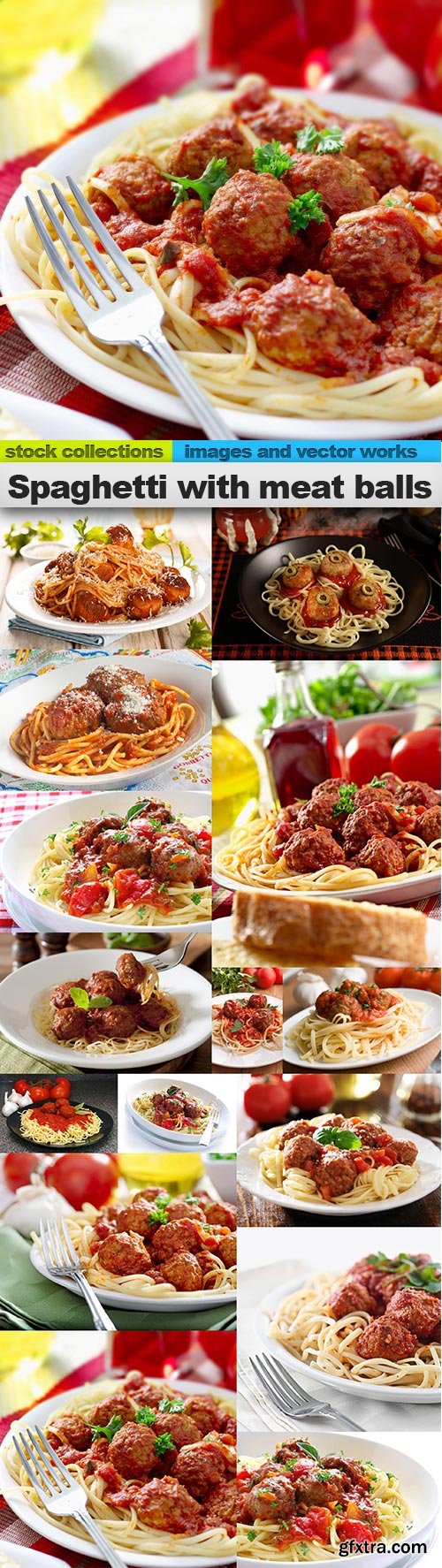 Spaghetti with meat balls, 15 x UHQ JPEG