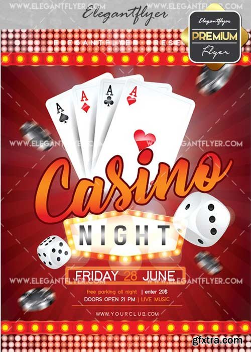 Casino Night V26 Flyer PSD Template + Facebook Cover