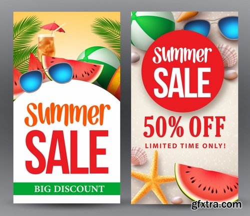 Summer flyer banner discount business card invitation card 20 EPS